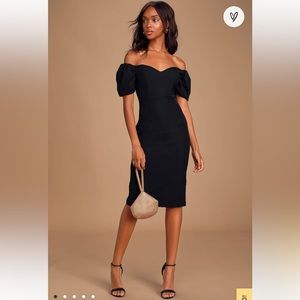 Off shoulder midi cocktail dress